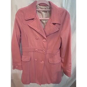 SASHIMI Pink Double Breasted Tweed Collar Coat Size L